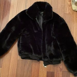 Faux fur bomber jacket
